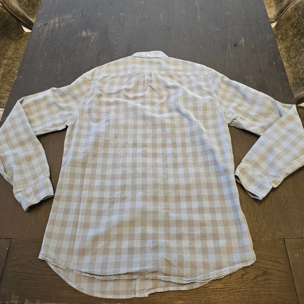 J. Crew Mens Slim Fit Buffalo Check Button Down‎ Shirt Blue Grey Large L Cotton